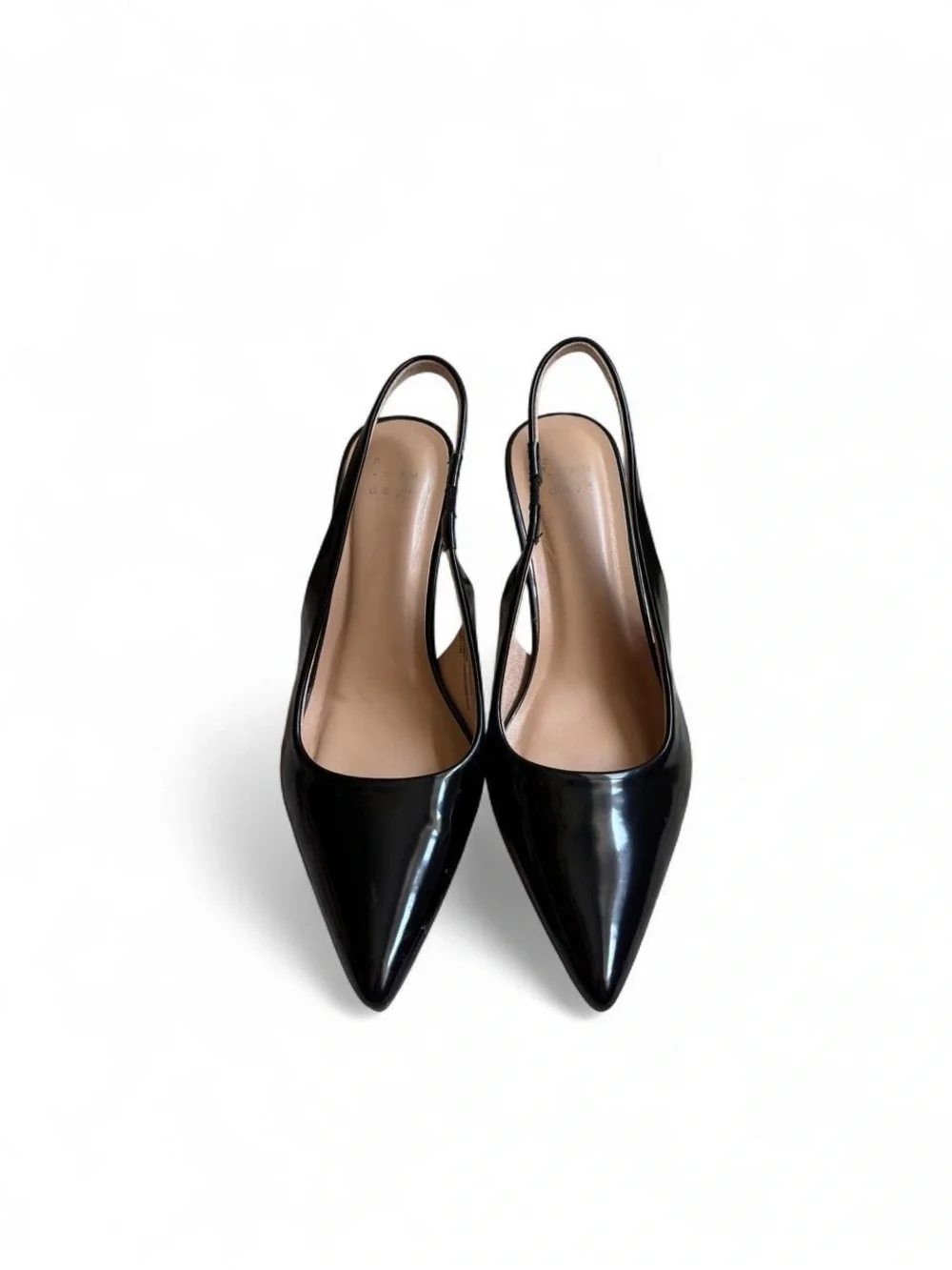 Classic Black Patent Slingback Pointed-Toe Heels